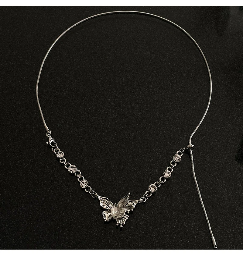 Title 3, Colar com pingente borboleta brilhante, diamant...