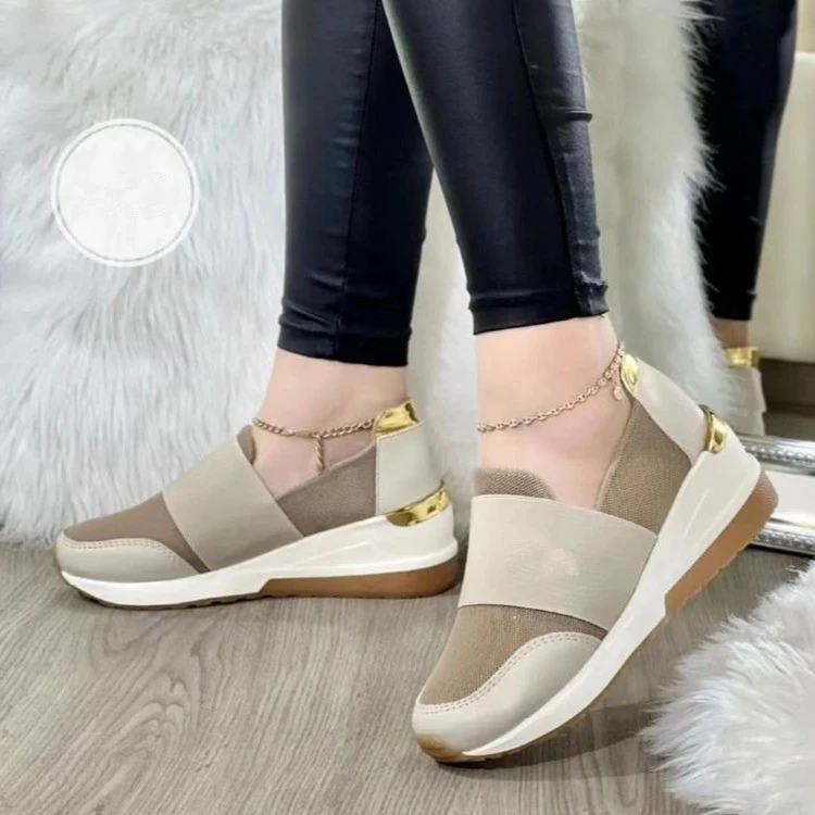 Dames Wedge Sport Casual Schoenen met Elastische Band Comfortabele en Stijlvolle Schoenen voor Dagelijks Gebruik. Perfecte Mix van Mode en Functie.