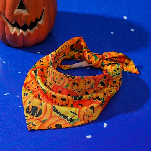 Dog Bandana Halloween Pet Dog Bibs Adjustable Bat Pumpkin Print Triangle Scarf Cotton Puppy Bandana Collar Chihuahua Acc