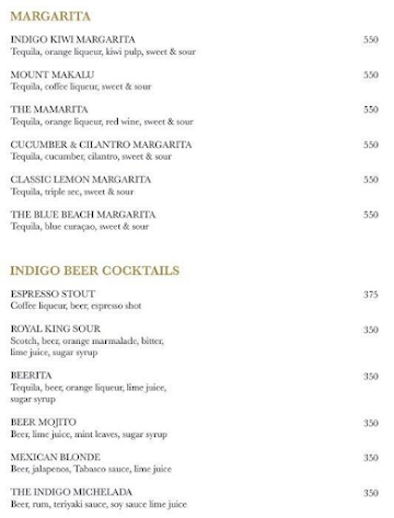 Indigo menu 