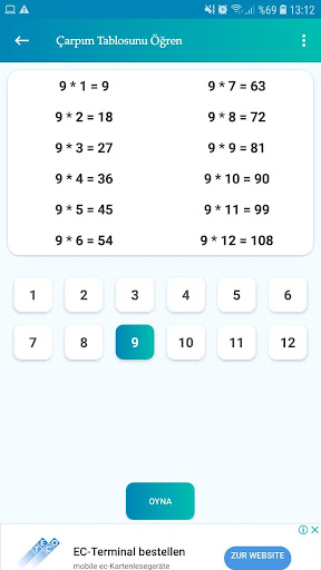 Kolay  Çarpım Tablosu