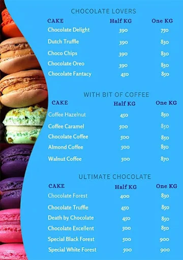 Cake Factory menu 