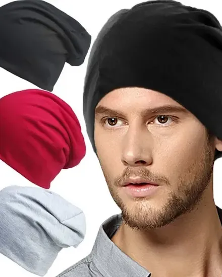 Cotton Slouchy Beanie Hip-Hop Soft Running Dwarf Hats Con... - 1