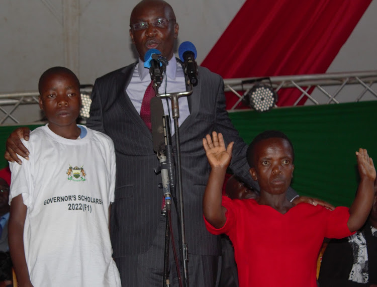 Bungoma Governor Wycliffe Wangamati during the launch of the scholarship in Webuye on April 25