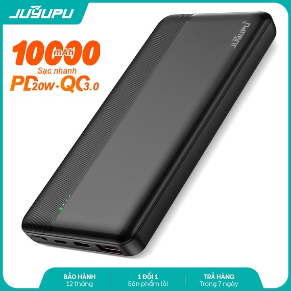 Sạc Dự Phòng 10000Mah Sạc Nhanh Juyupu 1C Hỗ Trợ Pd Qc3.0 20W Đèn Led Hiển Thị Cao Cấp Chính Hãng