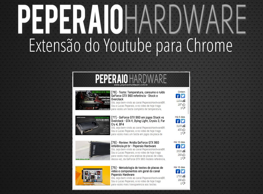 Vídeos PeperaioHardwareBR no Youtube Preview image 0