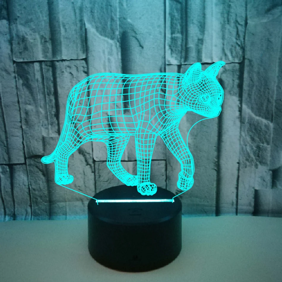 Dierlijke Kat Kleurrijke 3D Lamp Creatieve Touch Nachtlamp Decoratie Slaapkamer Leuk Cadeau Verlichting