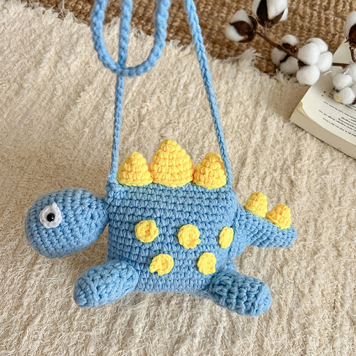 Title 4, Little Dinosaur Woolen Yarn Bag Hand Crocheted ...