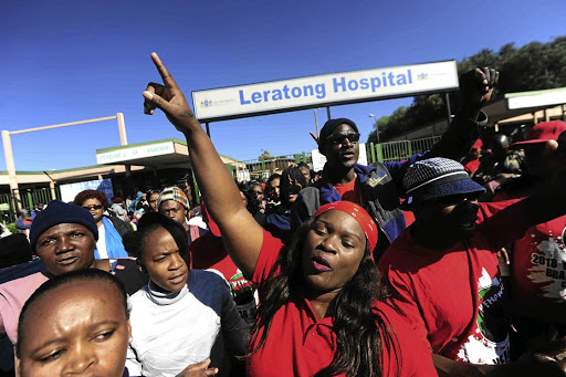 These Nehawu members were among workers who abandoned their posts at Leratong Hospital, Mogale City, leaving patients in limbo. /Thulani Mbele