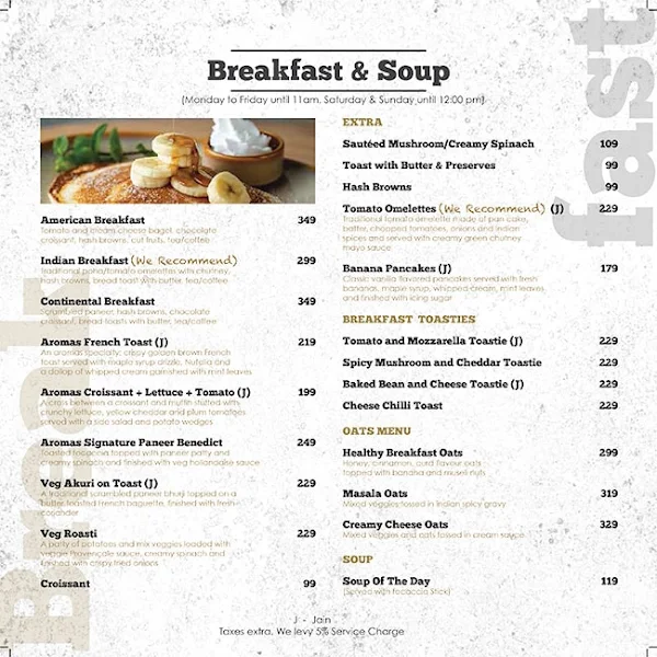 Aroma's Cafe & Bistro menu 