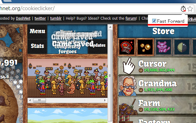 Fast Forward Cookie Clicker chrome extension