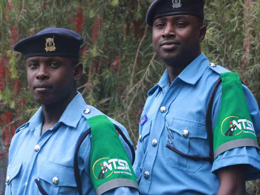 Police officers with NTSA tags, during assignment to monitor motorists