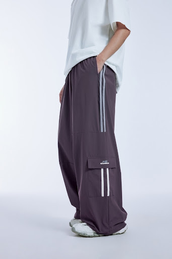 Title 17, Mens Wide-leg Pants with Side Stripe, Retro Co...