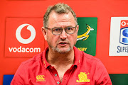 Swys de Bruin (coach) of the Lions during the Super Rugby match between Emirates Lions and Jaguares at Emirates Airline Park on March 09, 2019 in Johannesburg, South Africa. 