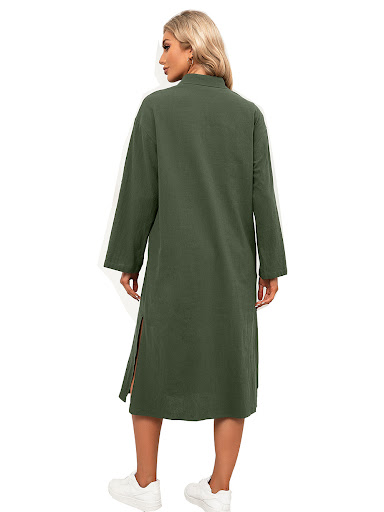 Title 7, Single Breasted Long Sleeve Loose Casual Hem Sl...