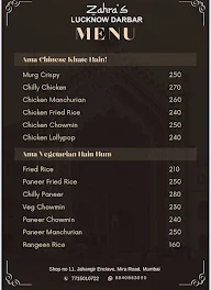 Zahra's Lucknow Darbar menu 5