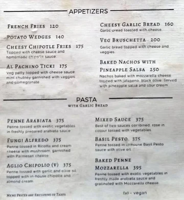 Bakeburry menu 