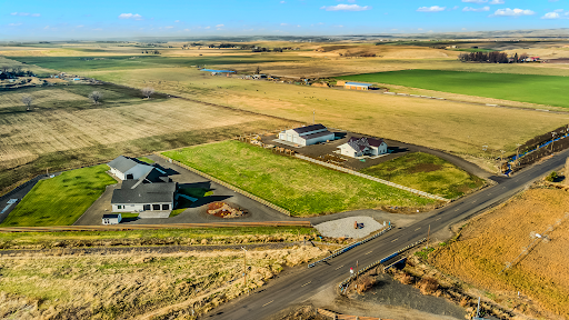 Aerial view of houses and farmland - Prestige land for sale in Touchet