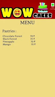 Wow Cakes menu 1