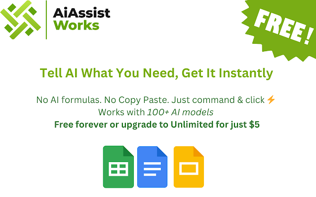AiAssistWorks: GPT Gemini™ Claude AI Sheets Docs screenshot 1