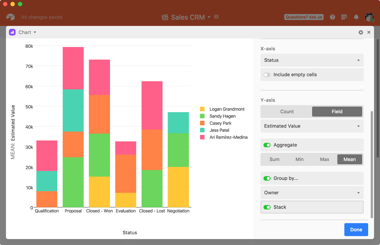 Airtable data view example