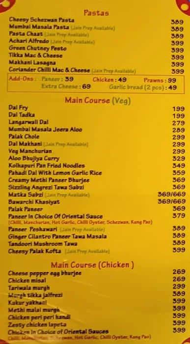 Angrezi Dhaba menu 