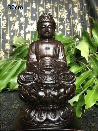Title 1, Pure Natural Black Wood Sakyamuni Buddha Carvin...
