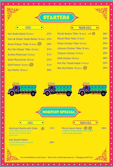 Norfest - the Dhaba menu 