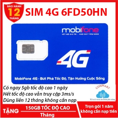 Sim 4G Mobifone 12Fd50Hn Trọn Gói 2 Năm Không Cần Nạp Tiền, Có Ngay 5Gb 1 Ngày, 3650Gb/ 24 Tháng, Cam Kết Bảo Hành 1 Năm