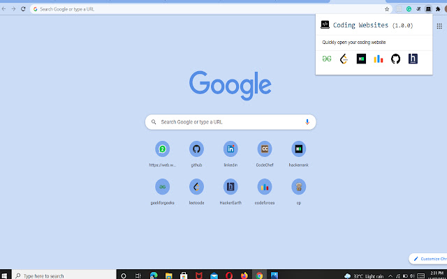 Coding websites Extension chrome extension