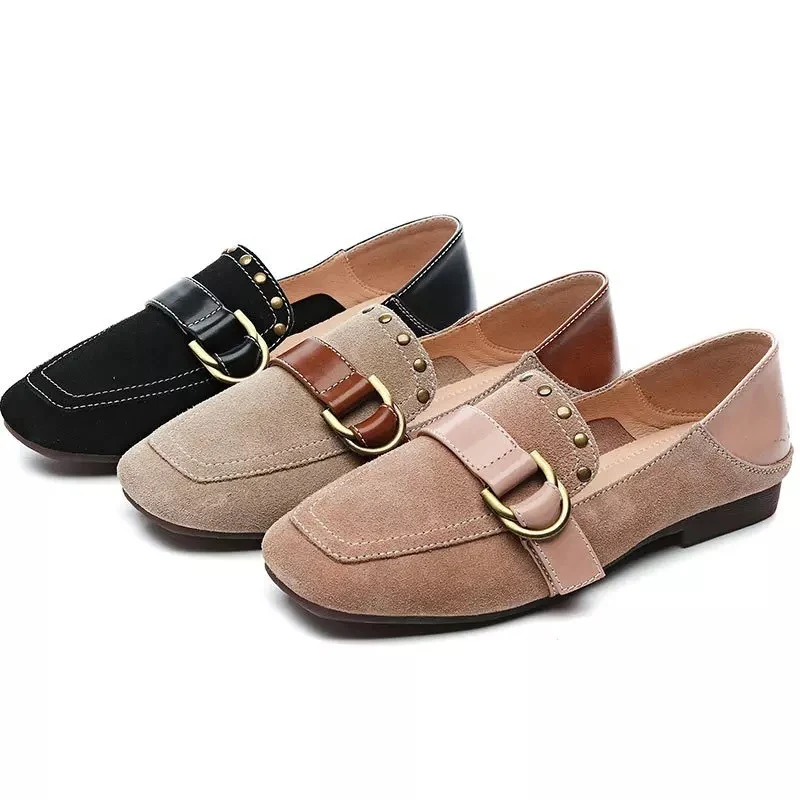 Zapatos planos coreanos de verano para mujer, diseño de doble uso con hebilla de cobre, suela suave y estilo de abuela, ¡comodidad y moda!