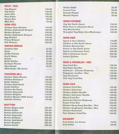 Costal Delight Family Restaurant menu 