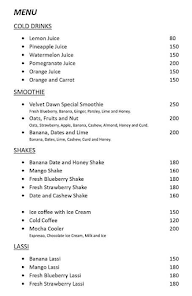 Velvet Dawn Cafe & Restaurant menu 1