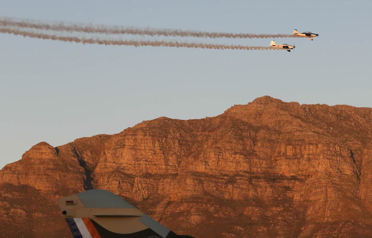 The Flying Lions Harvards show their skills at the airshow. There was plenty of formation flying and aerobatics during the Stellenbosch airshow outside Cape Town.