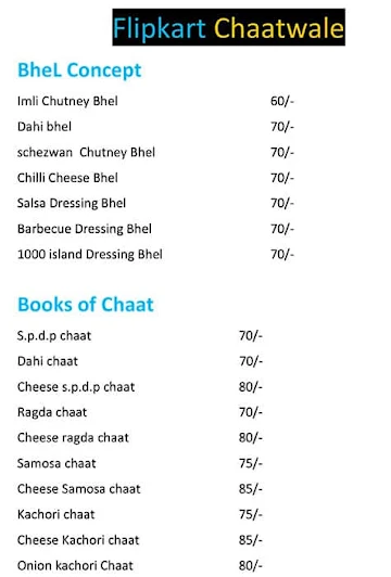 Flipkart Chaatwale menu 