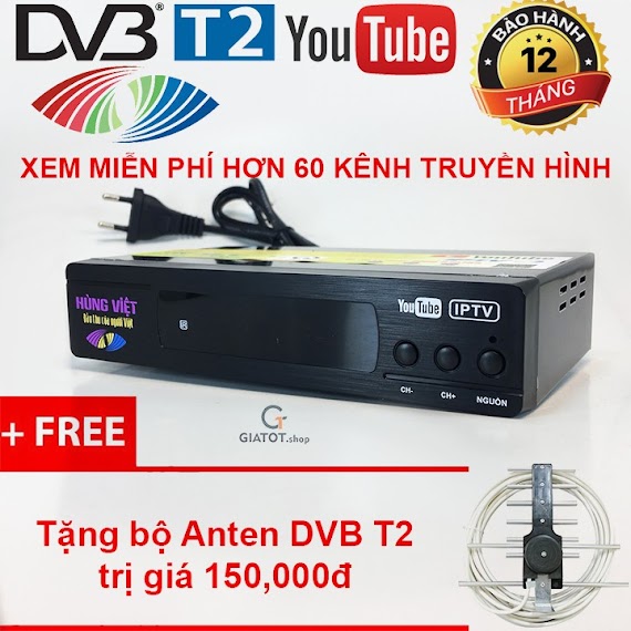 Đầu Thu Kỹ Thuật Số Dvb - T2 Hùng Việt Ts - 123 Internet Tặng Anten Dvb T2, Đầu Thu Kỹ Thuật Số Dvb T2 Vnpt Igate T201H Anten