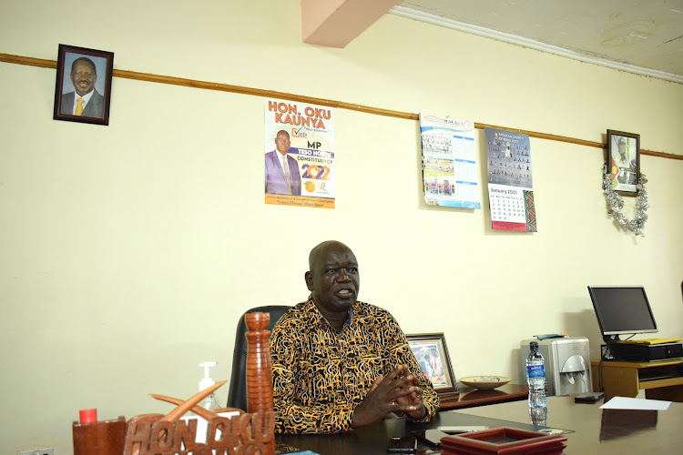 Teso North MP Oku Kaunya during the interview in his office.