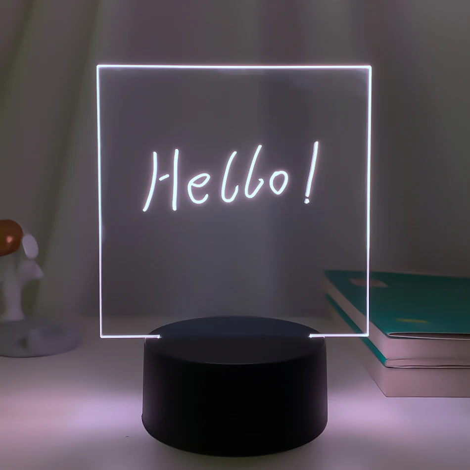 3D mala noćna lampa sa transparentnom porukom, akrilna lampa za memo poruke, noćna dekoracija.