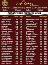 Just Cakes menu 1