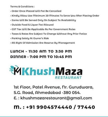 Khushmaza Restaurant menu 