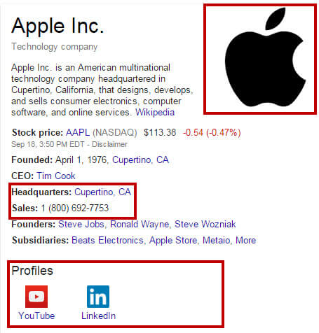 Organization Schema Markup of Apple Inc.