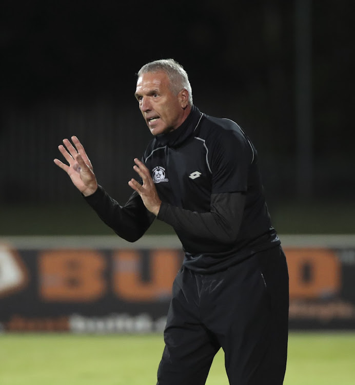 Ernst Middendorp, coach of Maritzburg United during the DStv Premiership 2020/21 football match between Maritzburg United and Bloemfontein Celtic at Harry Gwala Stadium, Pietermaritzburg on 02 January 2021.