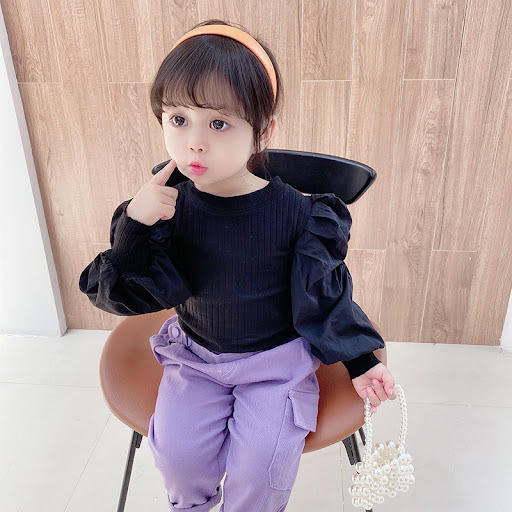 Title 3, Korean Style Fashion Cotton Puff Sleeve Splicin...