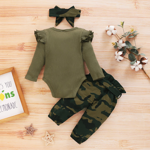 Title 7, Solid Color Long-sleeved Top and Camouflage Pri...