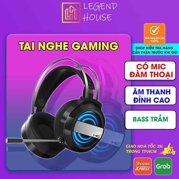 Tai Nghe Chụp Tai Máy Tính Có Mic Mc Legend Headphone Máy Tính Gaming Có Micro Led 7 Màu Âm Thanh Vòm, Âm Bass Cực Đỉnh