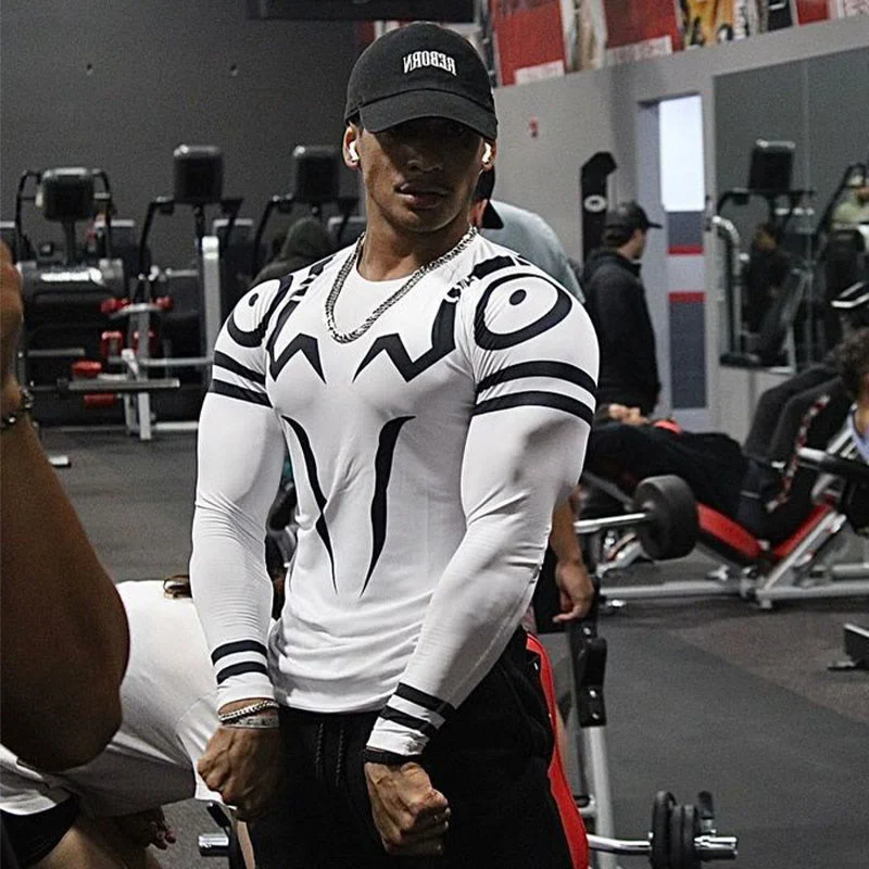 Collant uomo traspirante Maglietta sportiva a maniche lunghe Prestazioni atletiche superiori Comfort e traspirabilità per allenamenti intensi