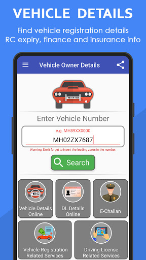 Screenshot Vehicle Owner Details India