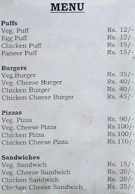 K.V.R Bakers menu 1