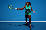 Serena Williams plays a forehand in her first round match against Tatjana Maria during day two of the 2019 Australian Open at Melbourne Park on January 15, 2019 in Melbourne, Australia. 