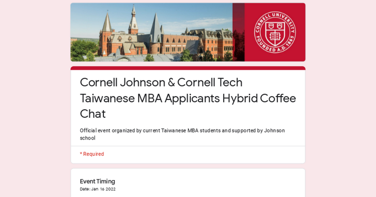 [情報] Cornell MBA Virtual Info Session